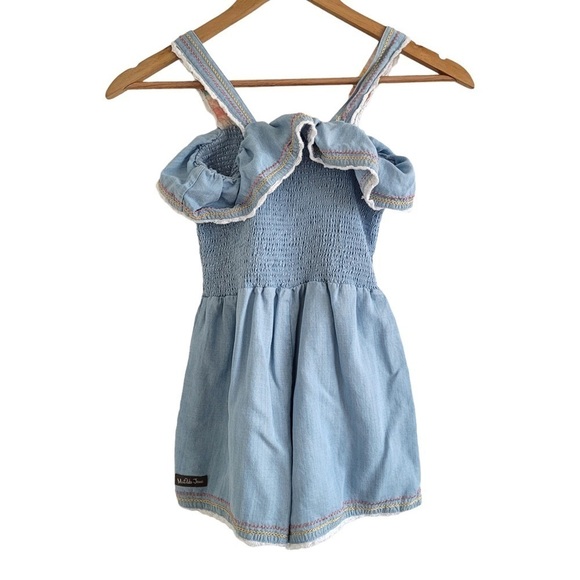 Matilda Jane Picnic in the Park chambray romper blue size 10 girls - Picture 4 of 10